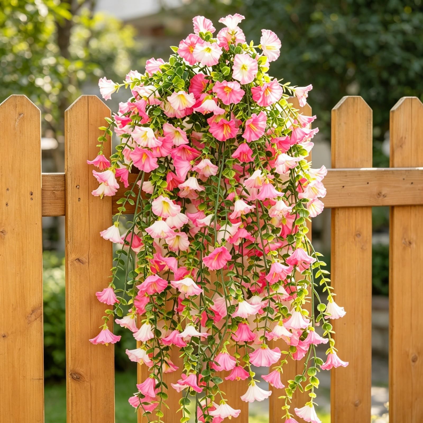 Outdoor Hanging Flowers Artificial Plants, 4PCS Fake Hanging Flowers UV Resis…
