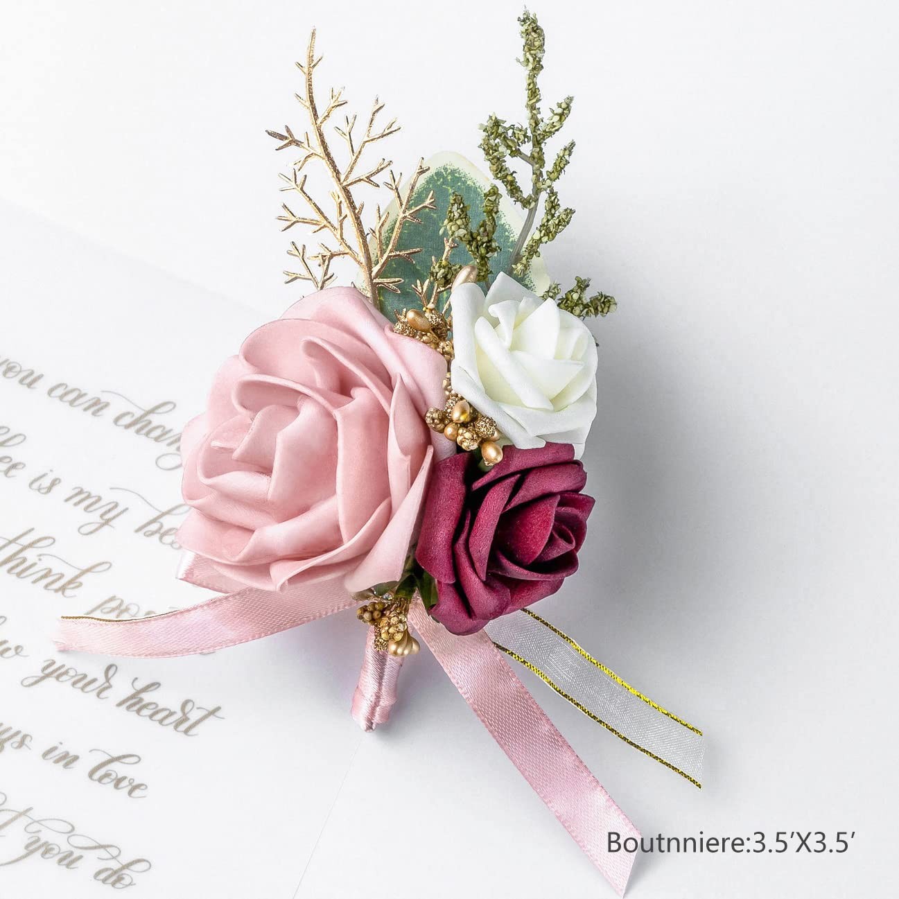 Blush Pink Wrist Corsage Wristlet and Boutonniere Set for Wedding Prom