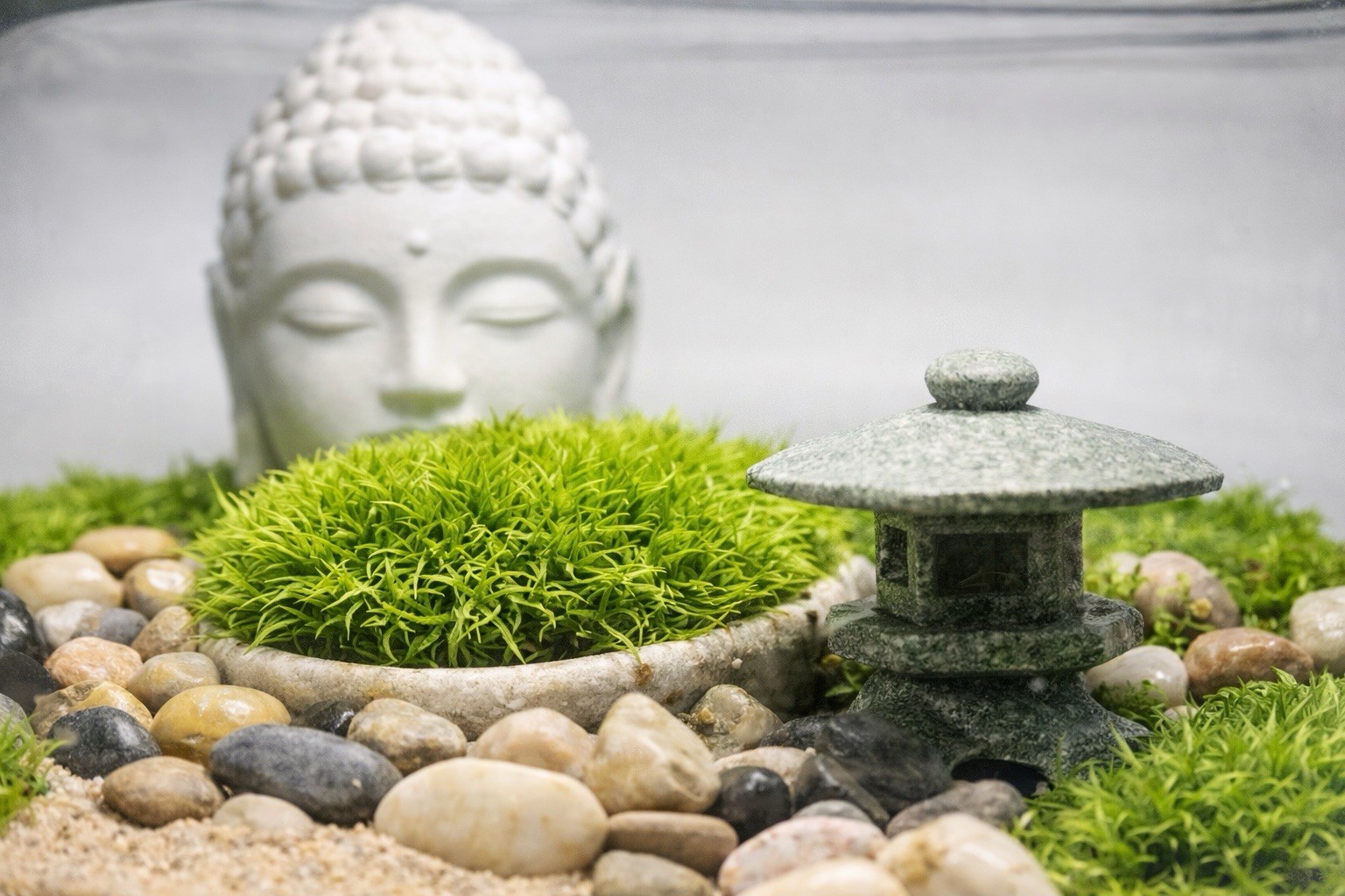 Preserved Moss Zen Terrarium Glass Jar Buddha Decor No Maintenance