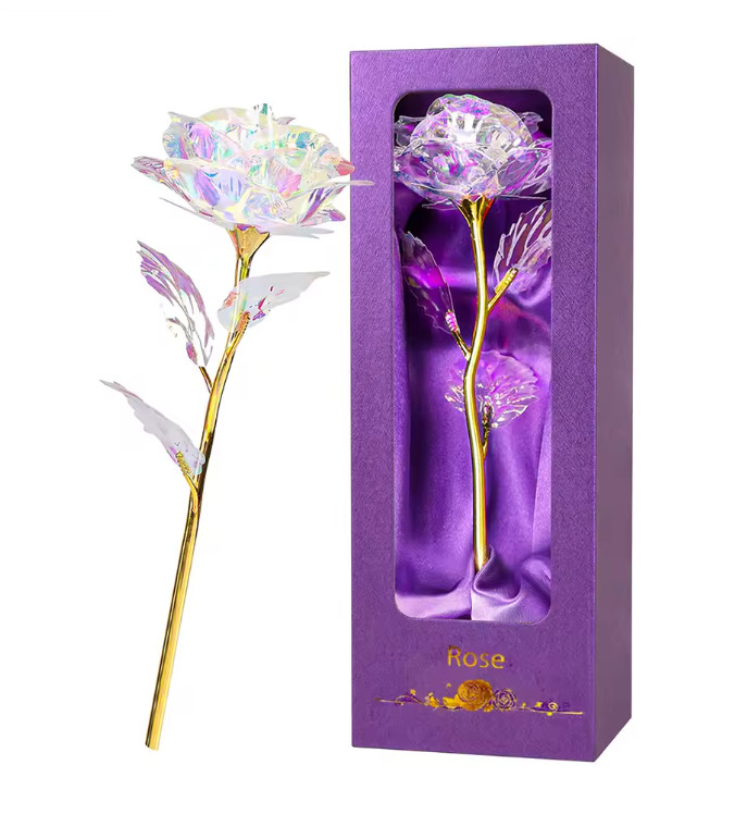 24k Luxury Gold Plated Foil Artificial Rose Flower Gift Valentines Day with Box