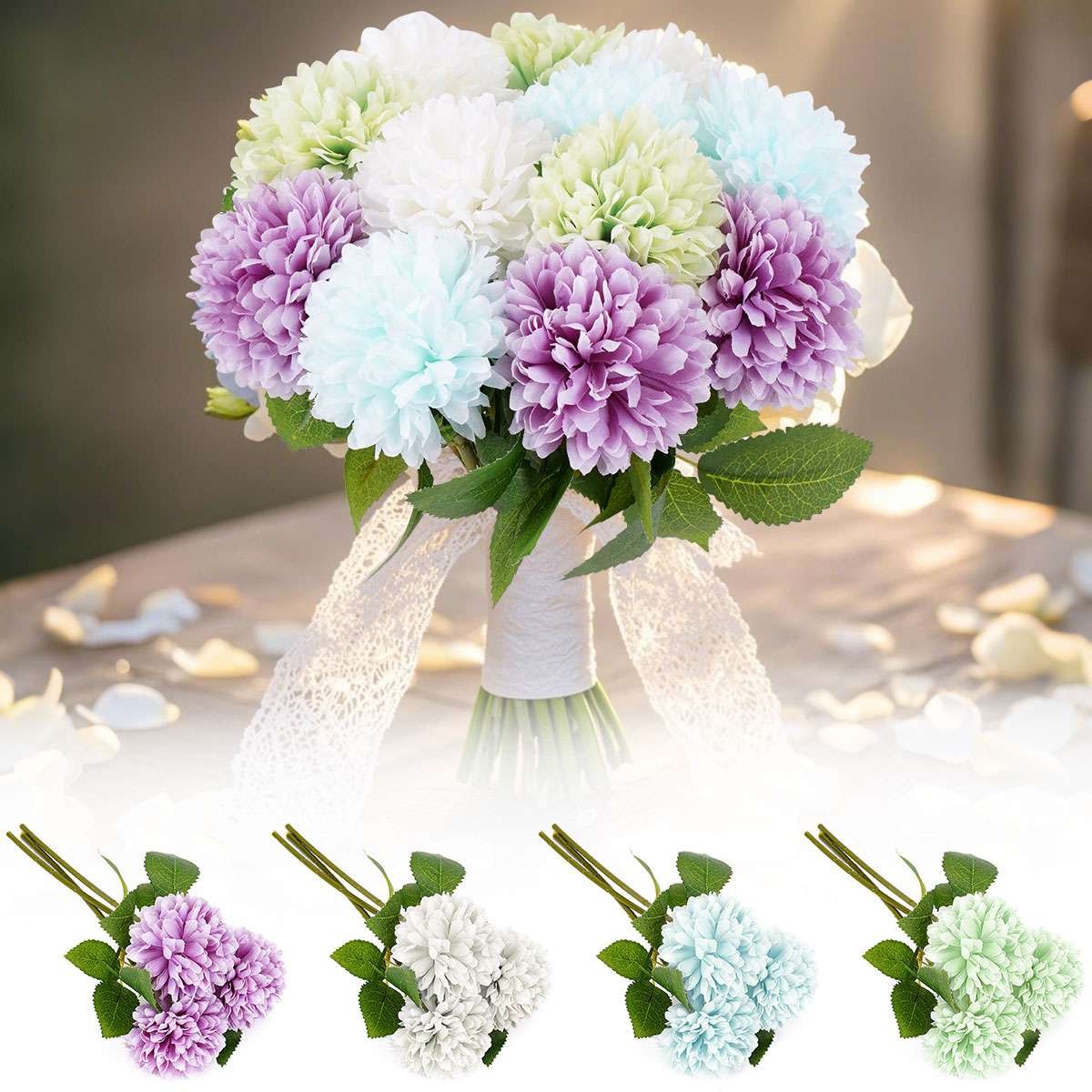 Lot Artificial Flowers Chrysanthemum Bouquet Fake Plants Wedding Yard Home Decor