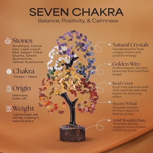Seven Chakra Gemstone Tree with Chakra Pyramids, Crystal Tree, Seven Chakra C12