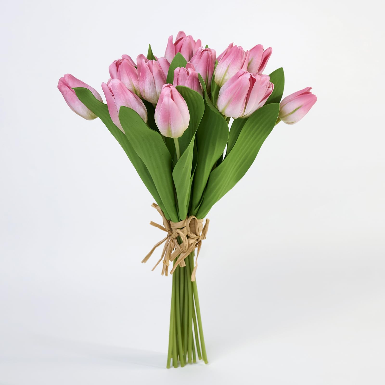 21 PCS Real Touch Artificial PU Fake Tulip Flowers Wedding Bouquet Orange