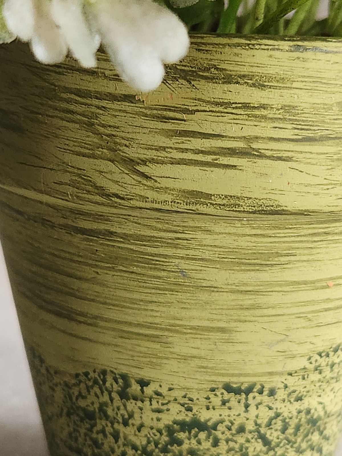 Small Green Ceramic Flower Pot with Artificial Baby Tear Plant • Pot 3⅜” Tall