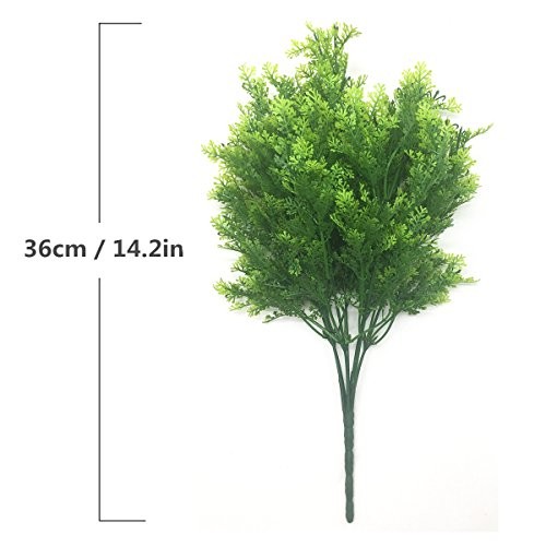 Artificial Shrubs Bushes, Plastic Fern Leaves Simulation Faux Fern Grass-4 Pcs