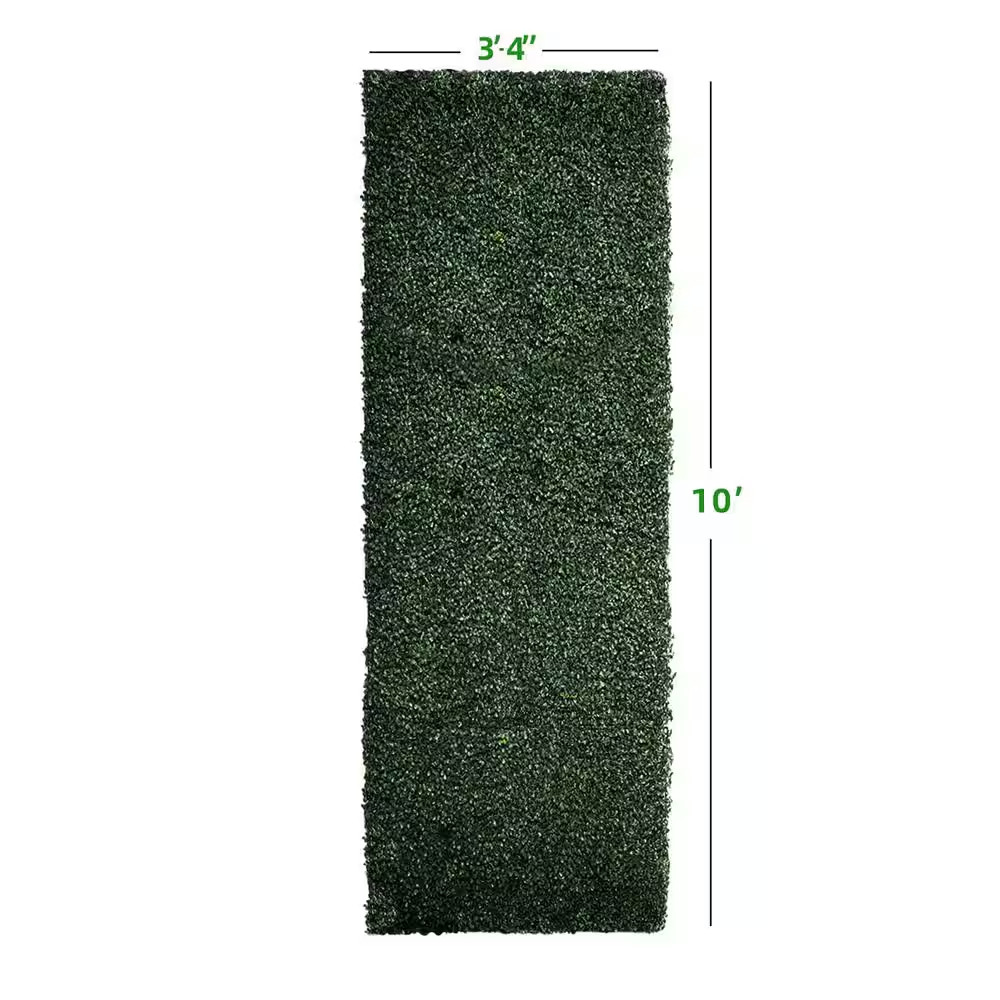 40 In. X 120 In. Artificial Dark Green Boxwood Roll Panels UV Protected for Outd