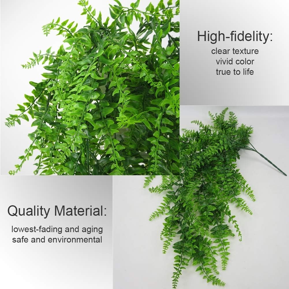 Bakery-Quality 2 Pack Fake Ferns – UV Resistant Hanging Plants for Chic Spaces