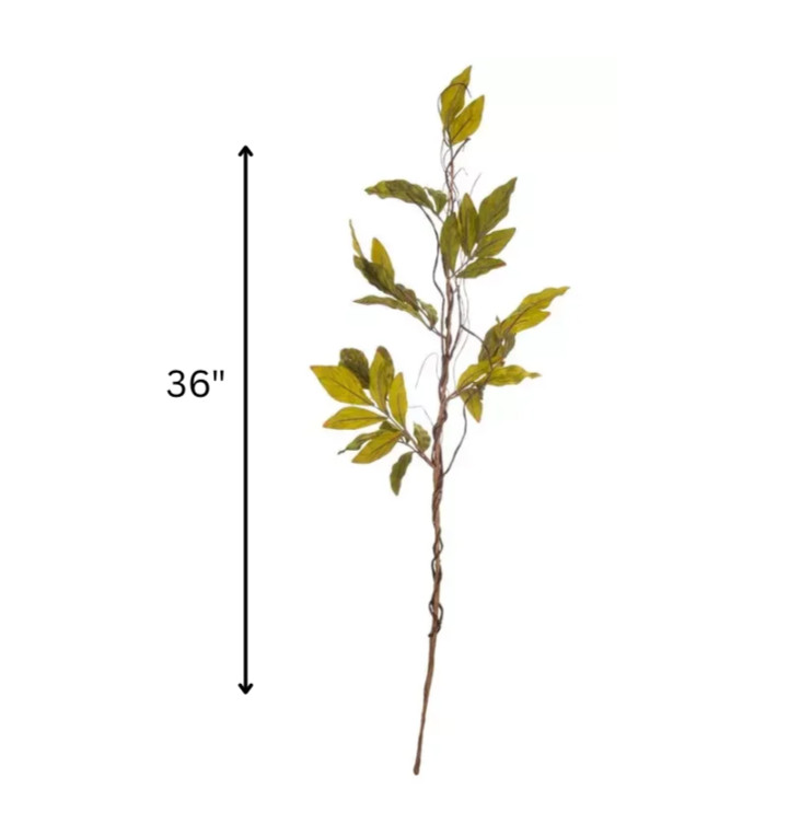 Set of 3 Green Leafy Sprays Feature Curly Vines & 2-Tone Green Leaves 36″ Tall