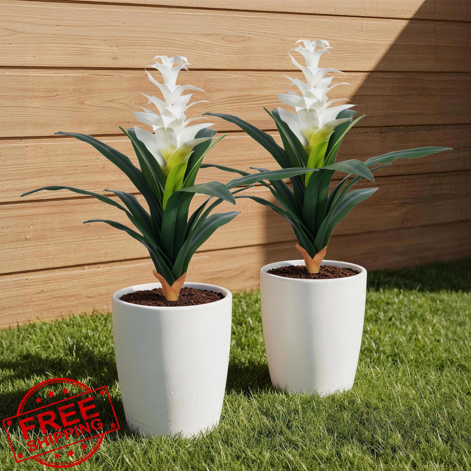 Ivydale Fake Flowers Bromeliad White 16.93″ 2 Pcs
