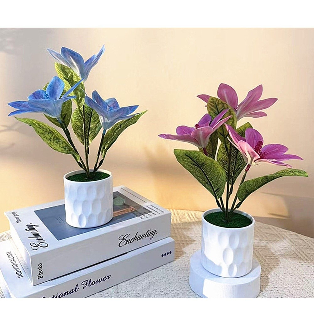 Artificial Magnolia Silk Flower For For TRIO Potted Plant Home Decor Wedding