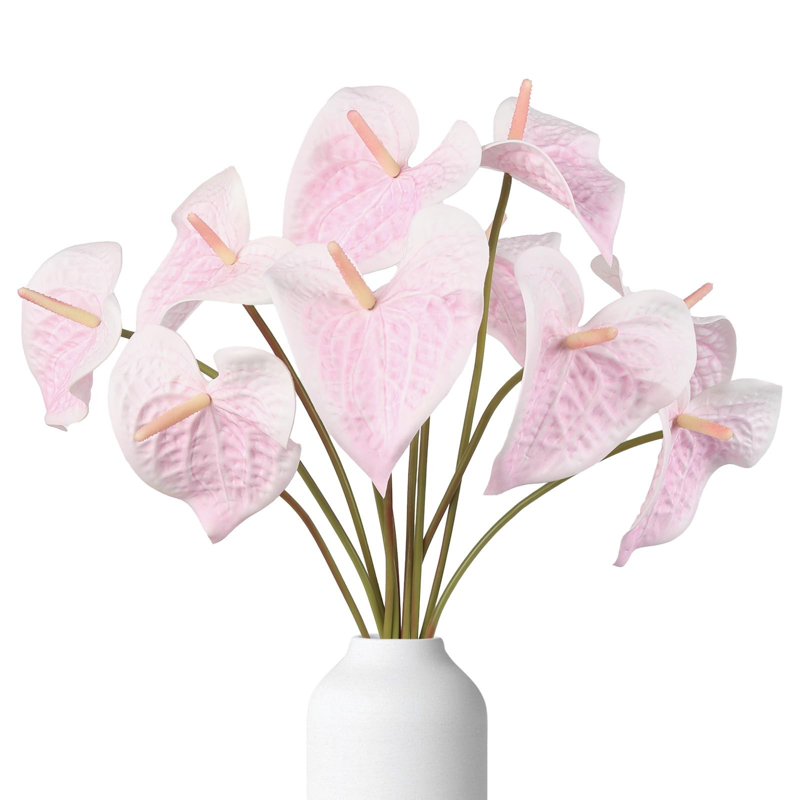 Pink Artificial Anthurium Fake Tropical Faux Real Touch Flowers Fits 23.6 Inch