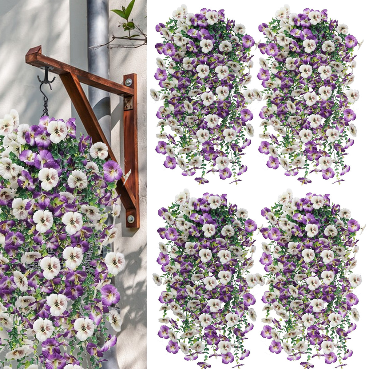 4Pcs Artificial Hanging Flowers Vines Plants Wedding Garden Indoor Outdoor Decor