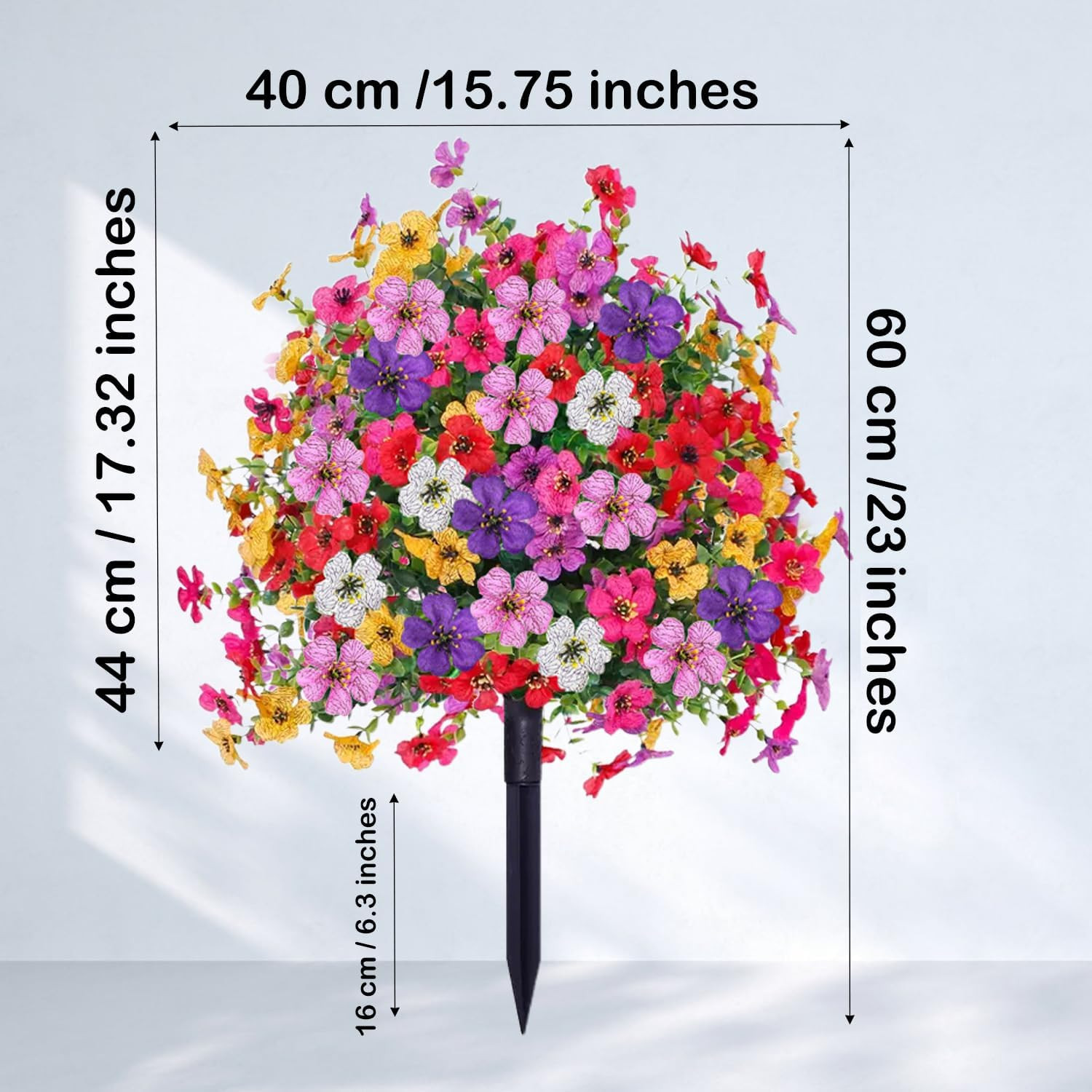 2 Pack UV Resistant Artificial Mums for Outdoor Decor – 23.6″ Faux Plants