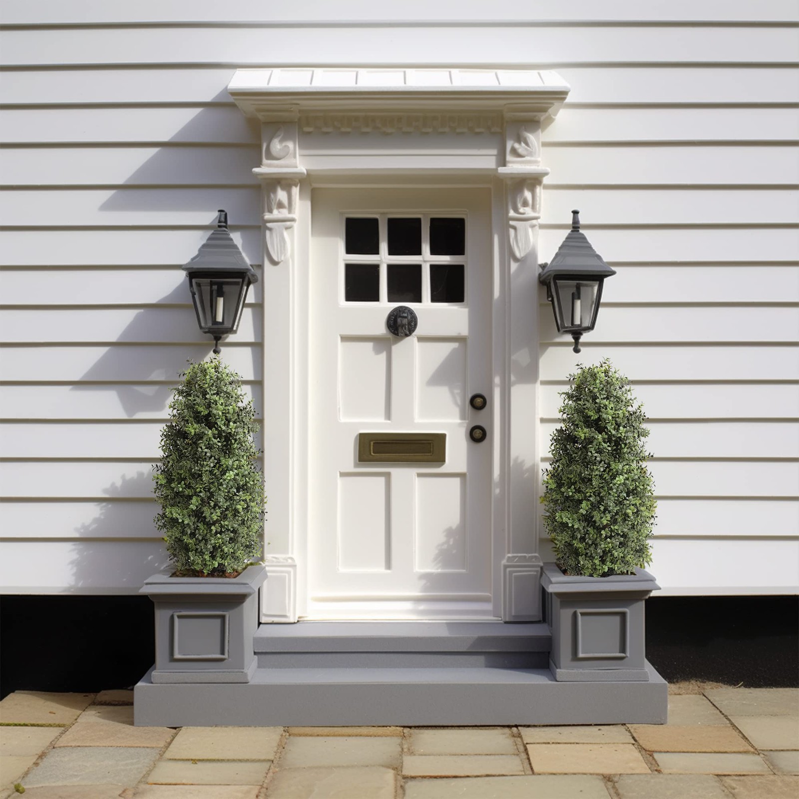 35inch Artificial Topiary Boxwood Tree, Faux Plants Outdoor 2 Packs Fake Bush…