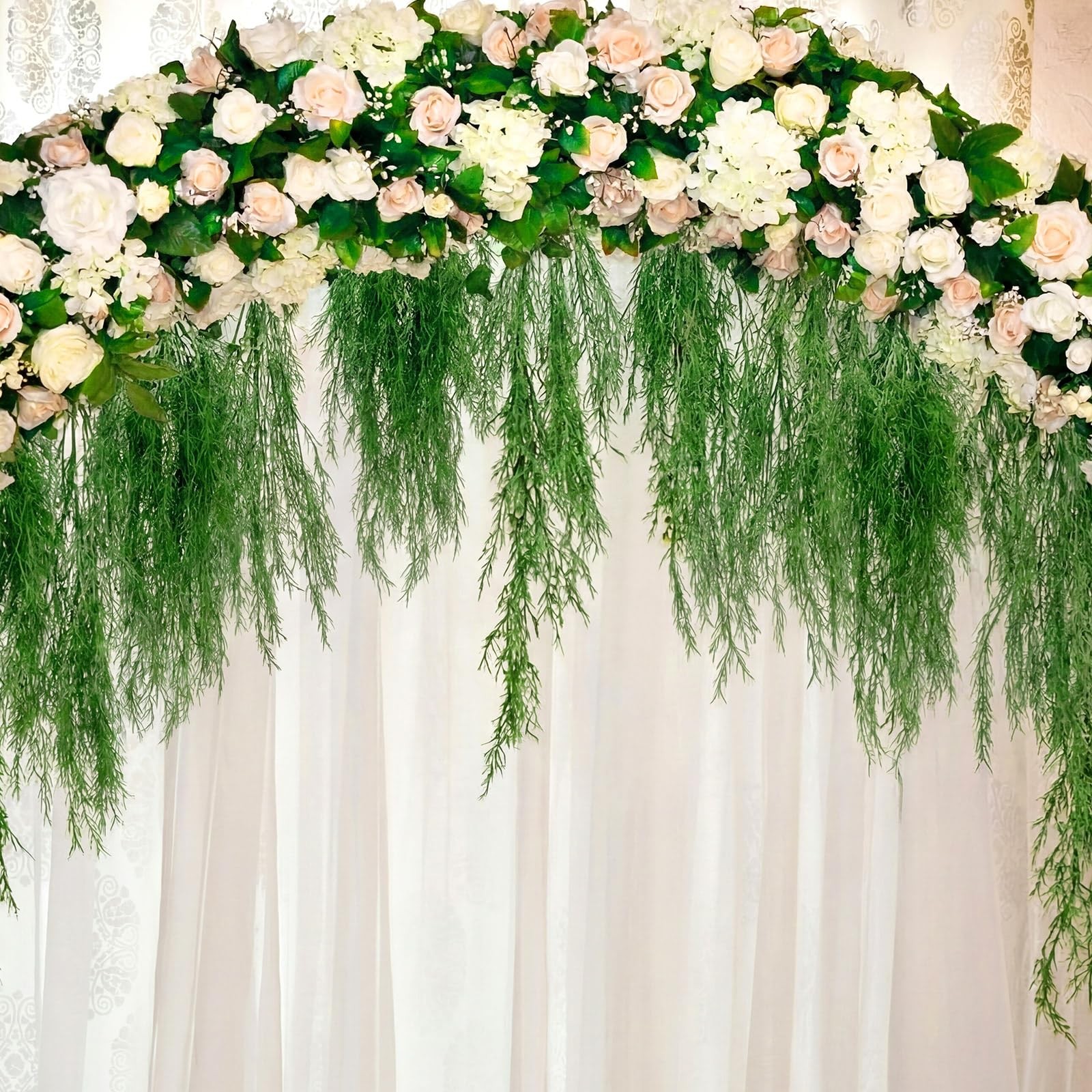24 Pcs Artificial Hanging Plants 38 Inch Artificial Dragon Beard Grass Wall H…