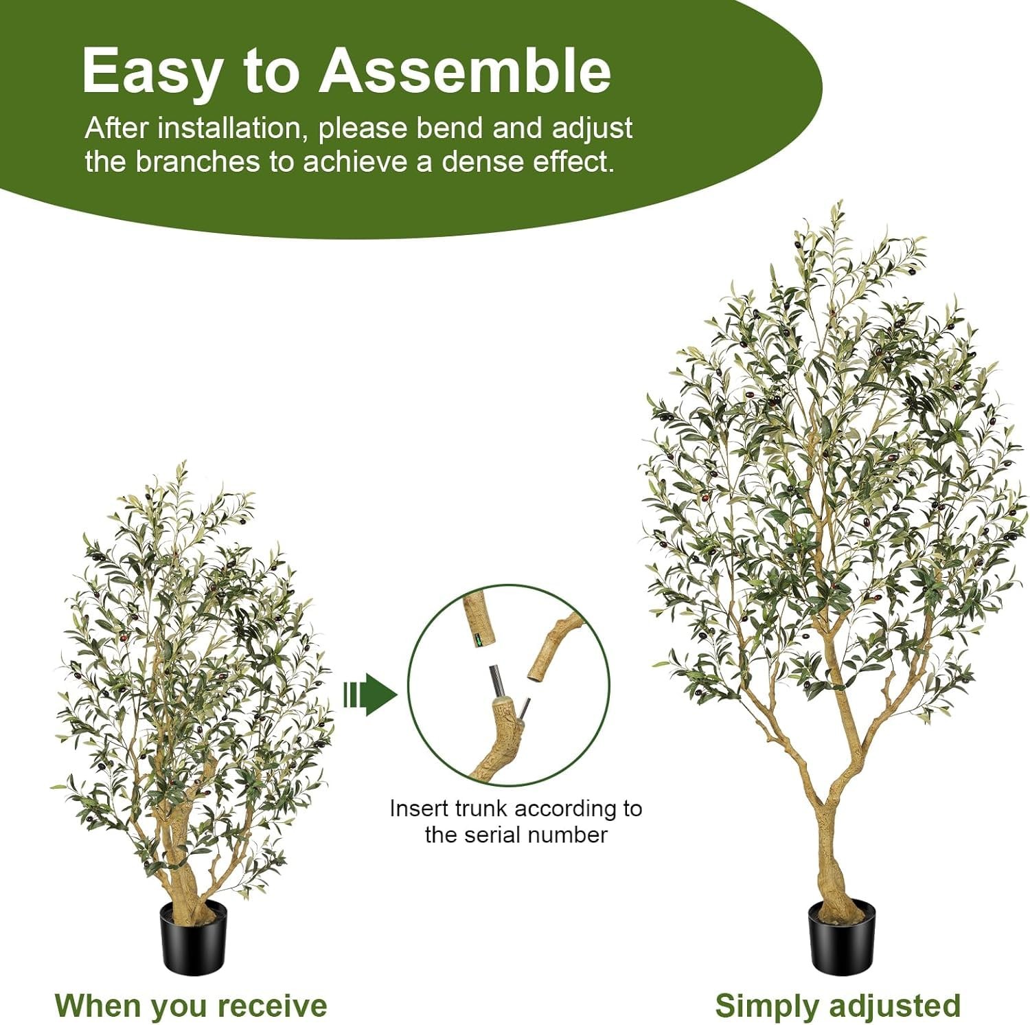 Olive Trees Artificial Indoor, 7FT Faux Olive Tree with Lifelike Branches and…