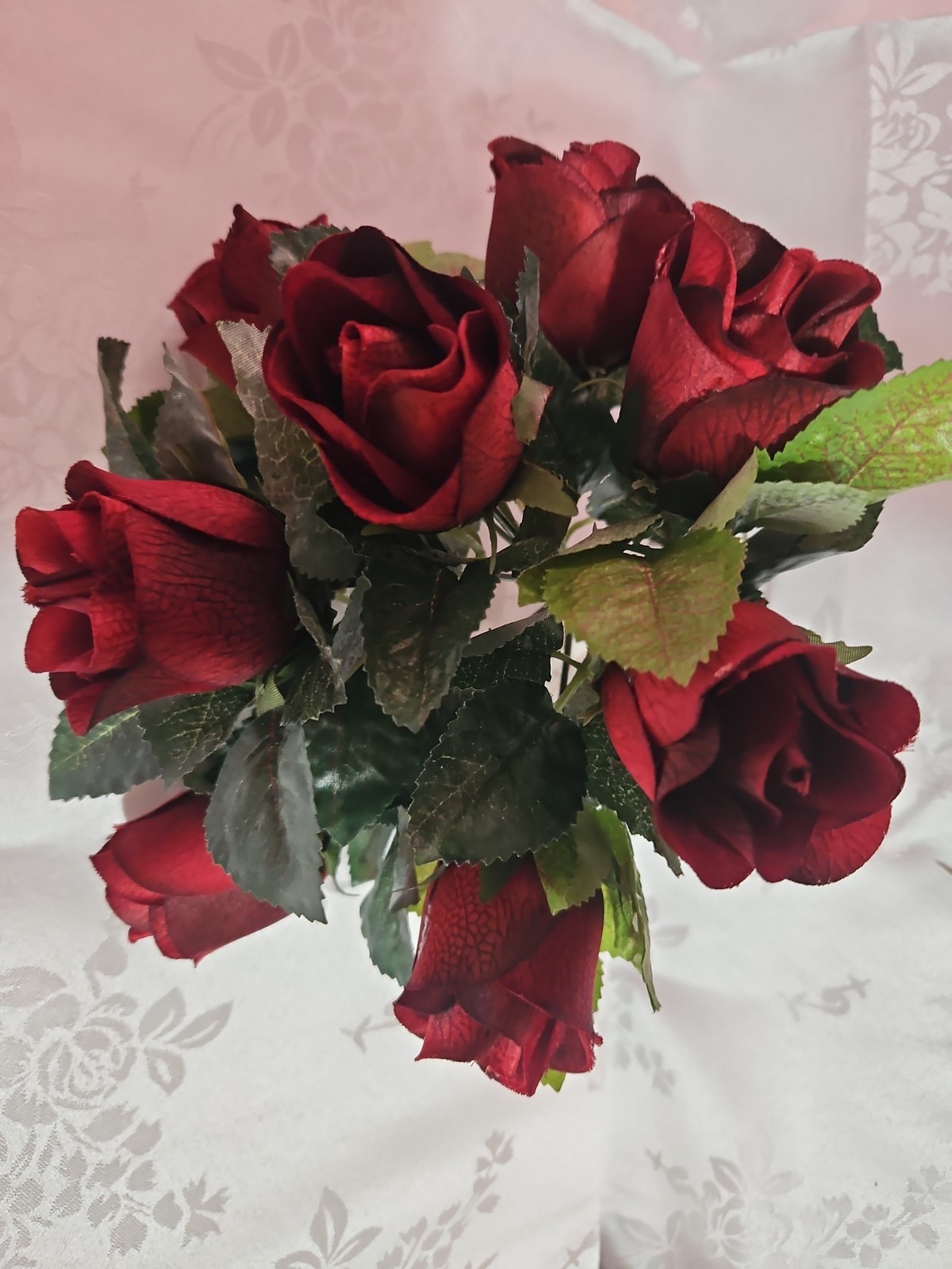 Home Interiors Silk Dark Red BurgundyRose Nosegay Bouquet/40008/New Old Stock