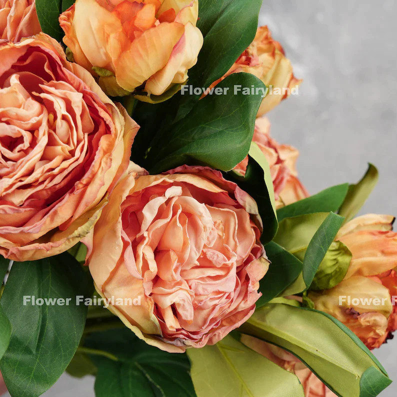 Dried Look Peony with Bud – Orange | Artificial Flower | Home Decoration | Gifts