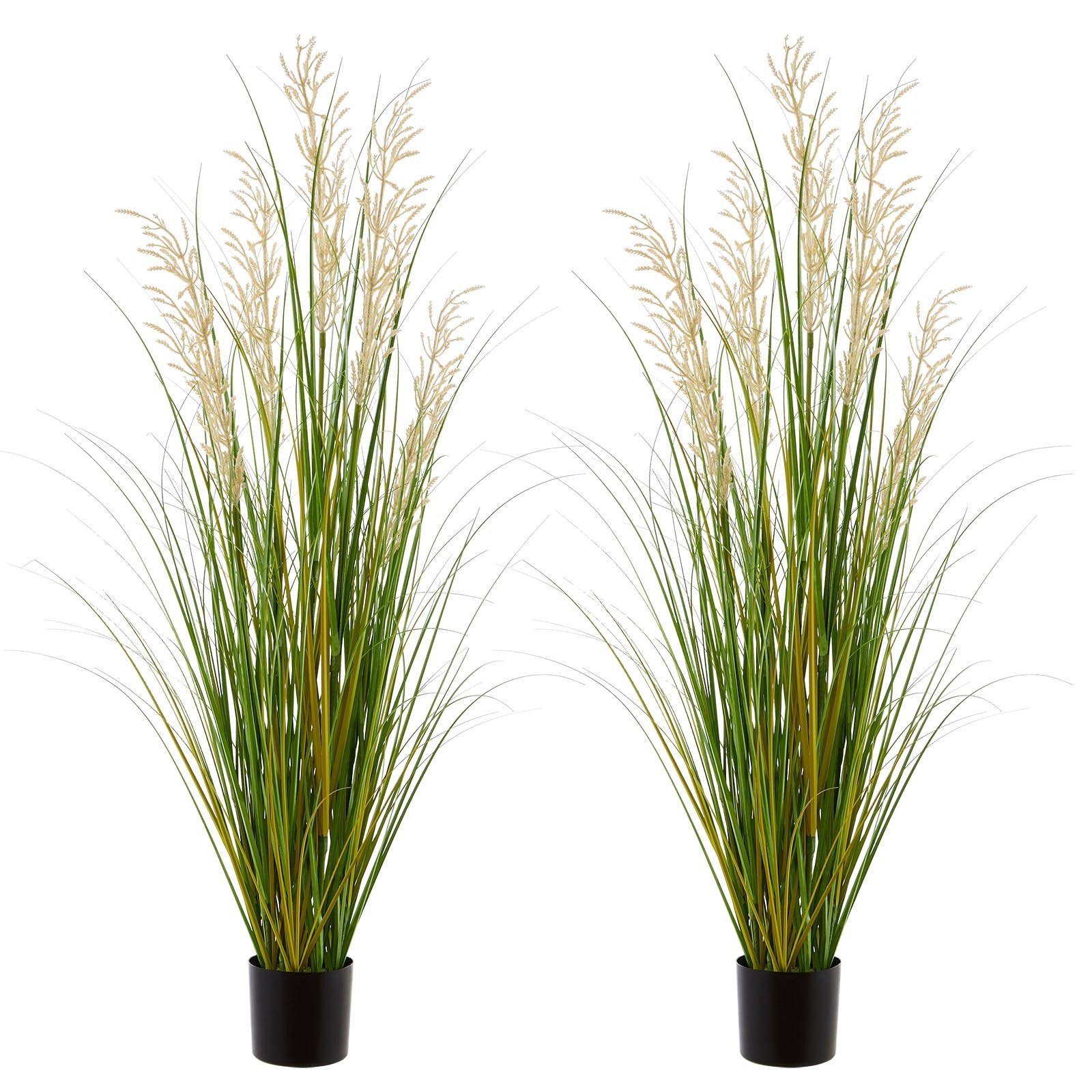 Artificial Plant, 47in Tall, 2pk Grass, Faux House Plants in Pot, Indoor Deco…