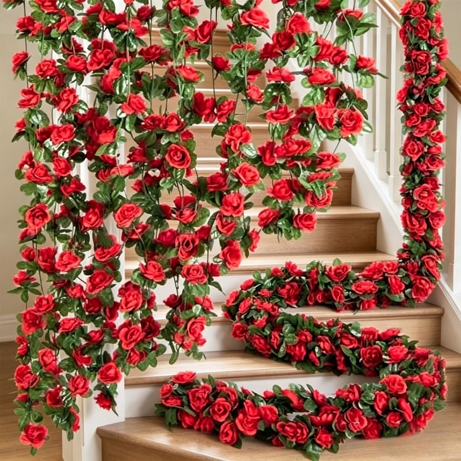 9Pcs 73.8FT Artificial Fake Rose Vine Garland Hanging Plants Home Wedding Decor