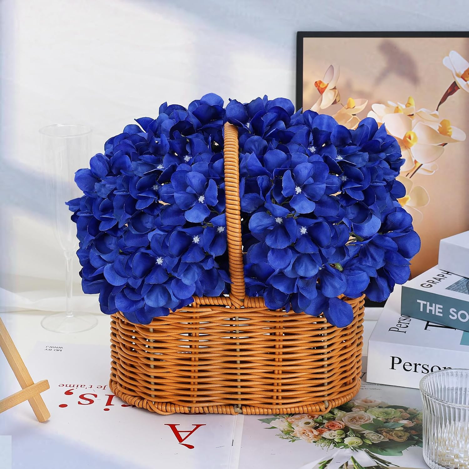 104 PCS Hydrangea Flower Heads with Stems for DIY Floral Arrangements