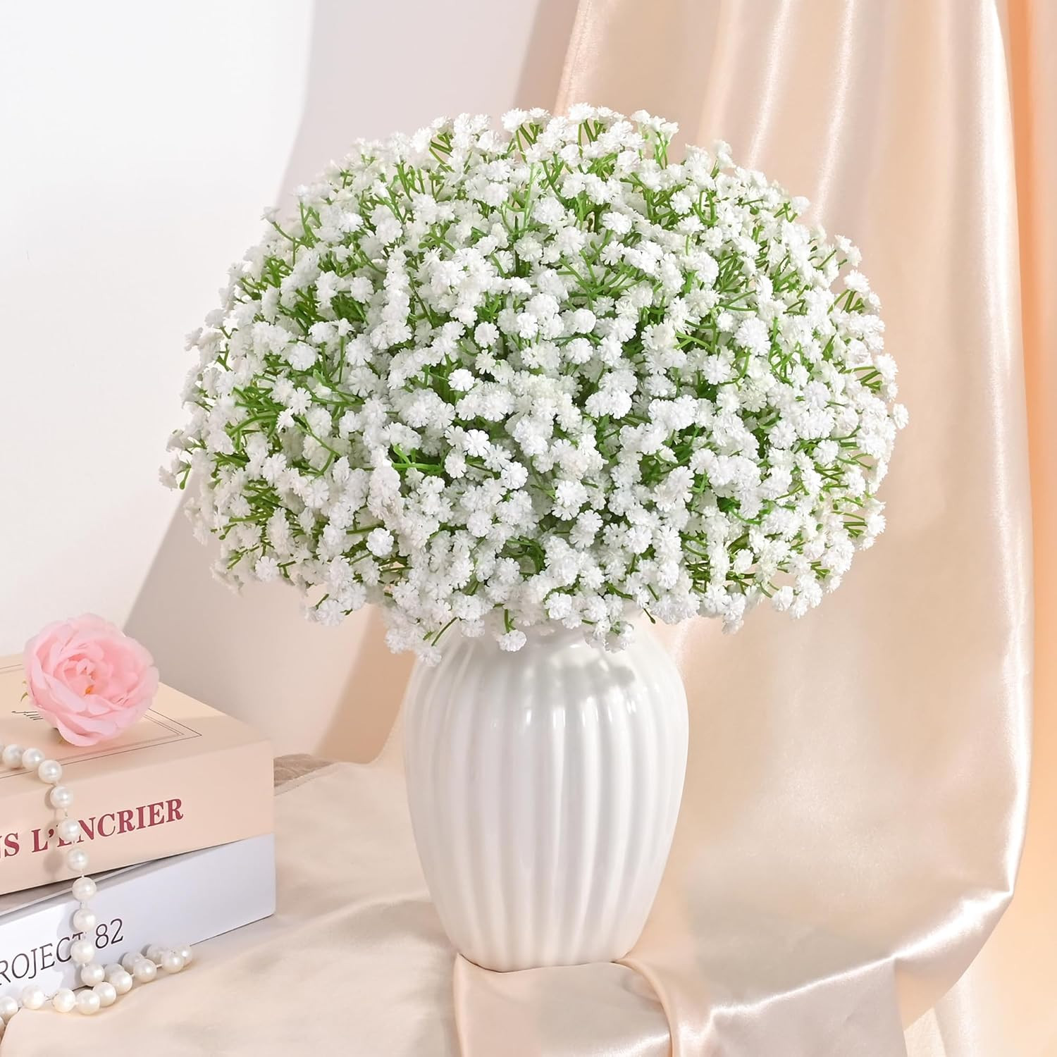 108 Pcs White Artificial Baby’s Breath Flowers for Wedding & Home Decor