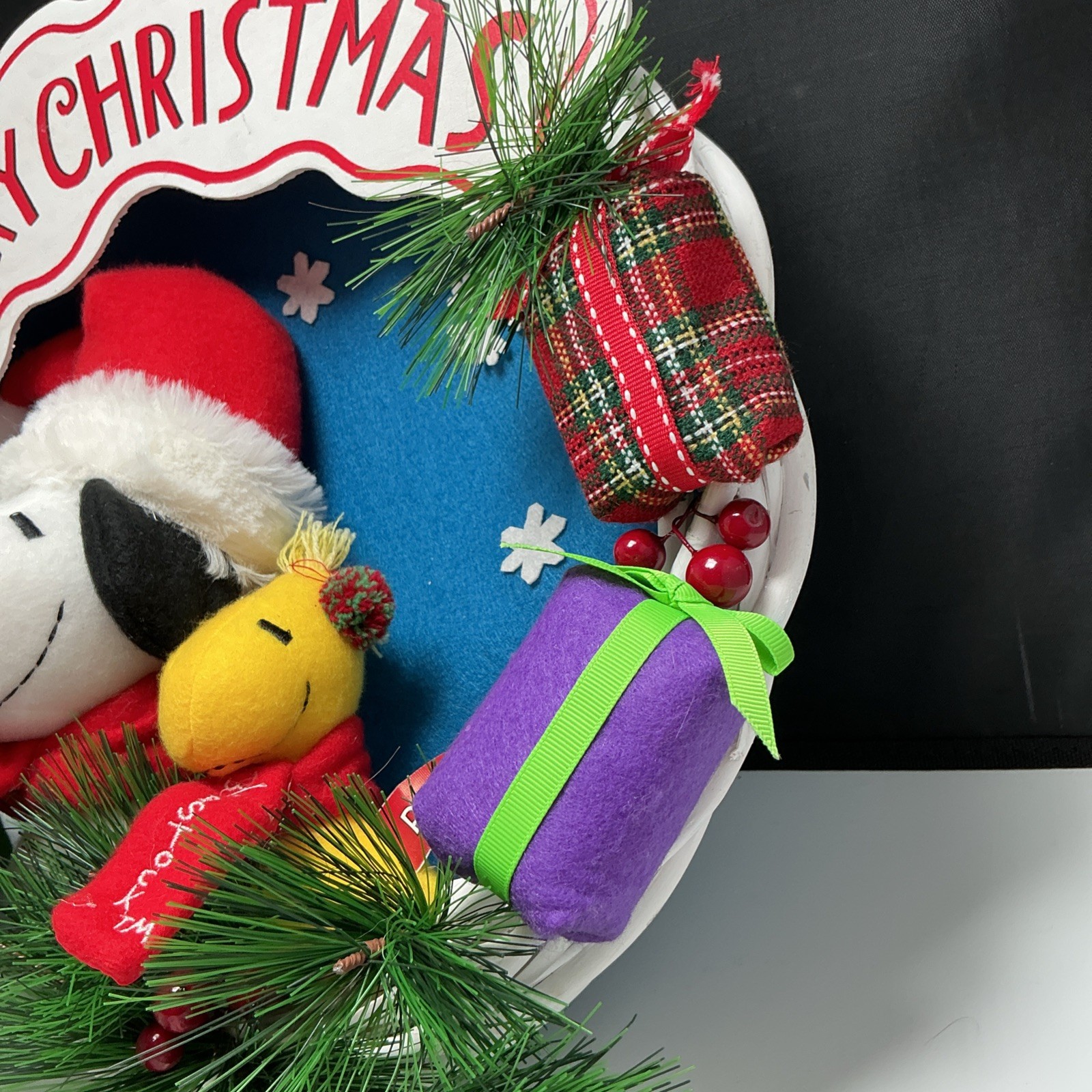 Peanuts Snoopy Woodstock Plush Christmas Wreath 13″ Holiday Decor