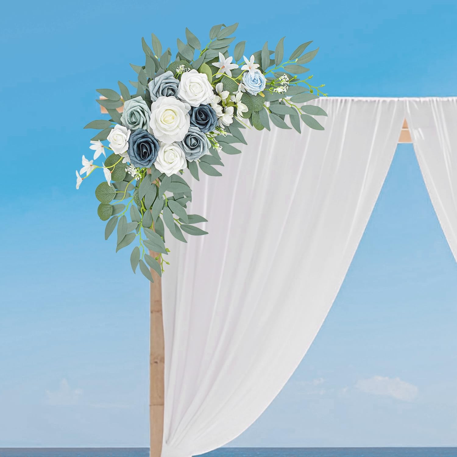 2 PCS Blue Wedding Arch Flower Swags Artificial Floral Reception Backdrop