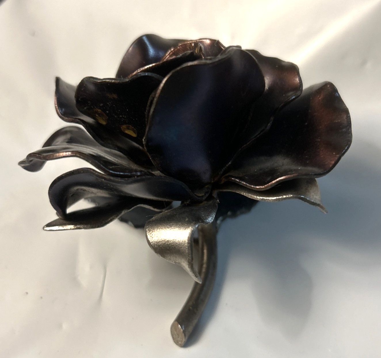 Handmade Steel Copper Tone Rose Raw Metal Flower Industrial Home Decor 4 inch