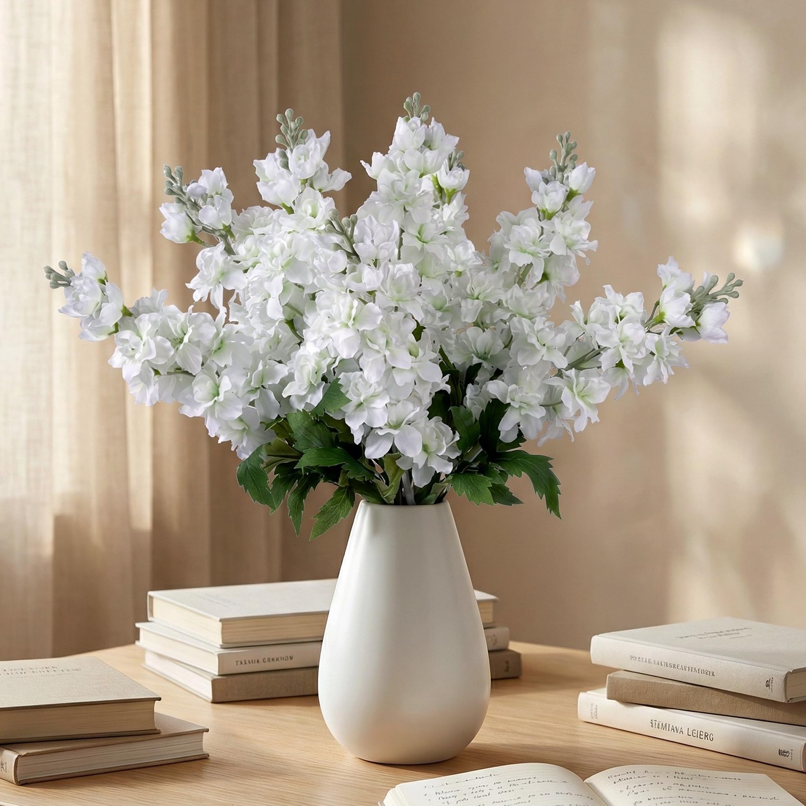 Fake Flowers 23.6” Delphinium Artificial Flowers 8Pcs Silk Flowers with Stems…