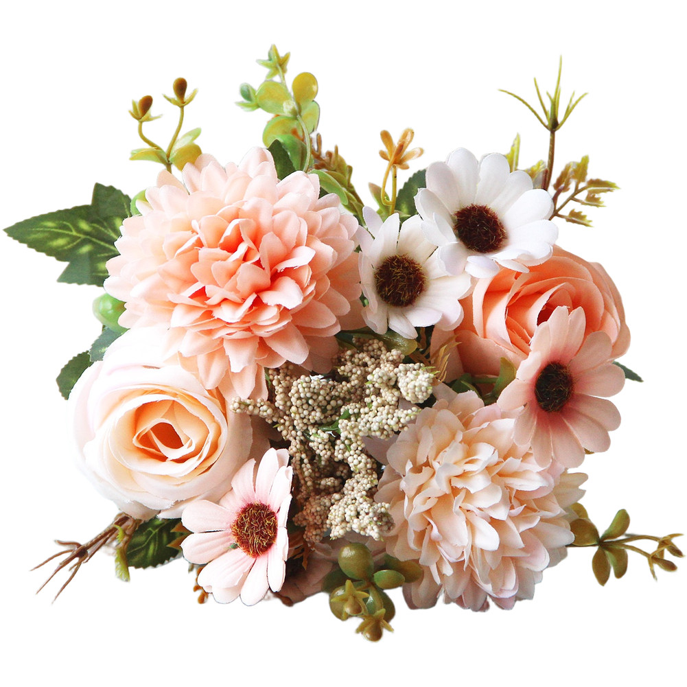 Persian Rose Silk Flower Bouquet 7 Stems for Wedding and Indoor Decoration