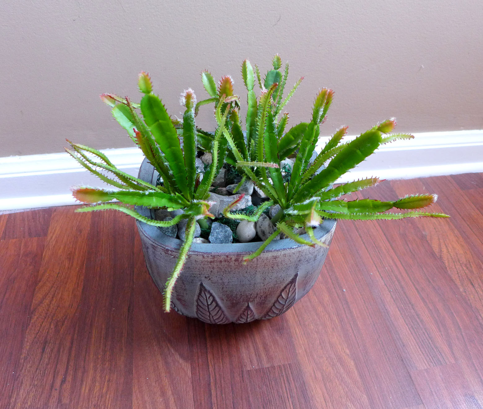 Artificial Flocking Plants Set of 5 Cactus Succulent Grass