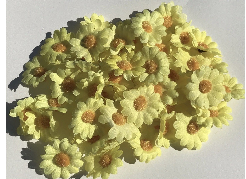 Artificial Silk Daisy Flower Head 1.25″ Fake Sunflower DIY Craft Flower 100 pcs