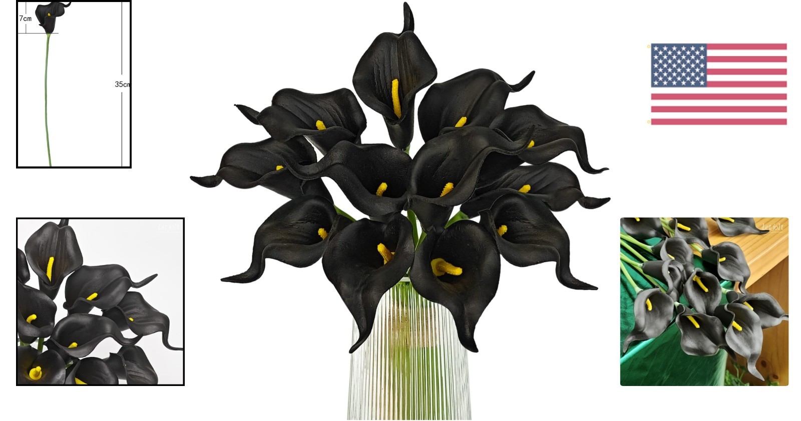 Realistic Black Calla Lilies – 12 Count for Weddings and Home Decoration