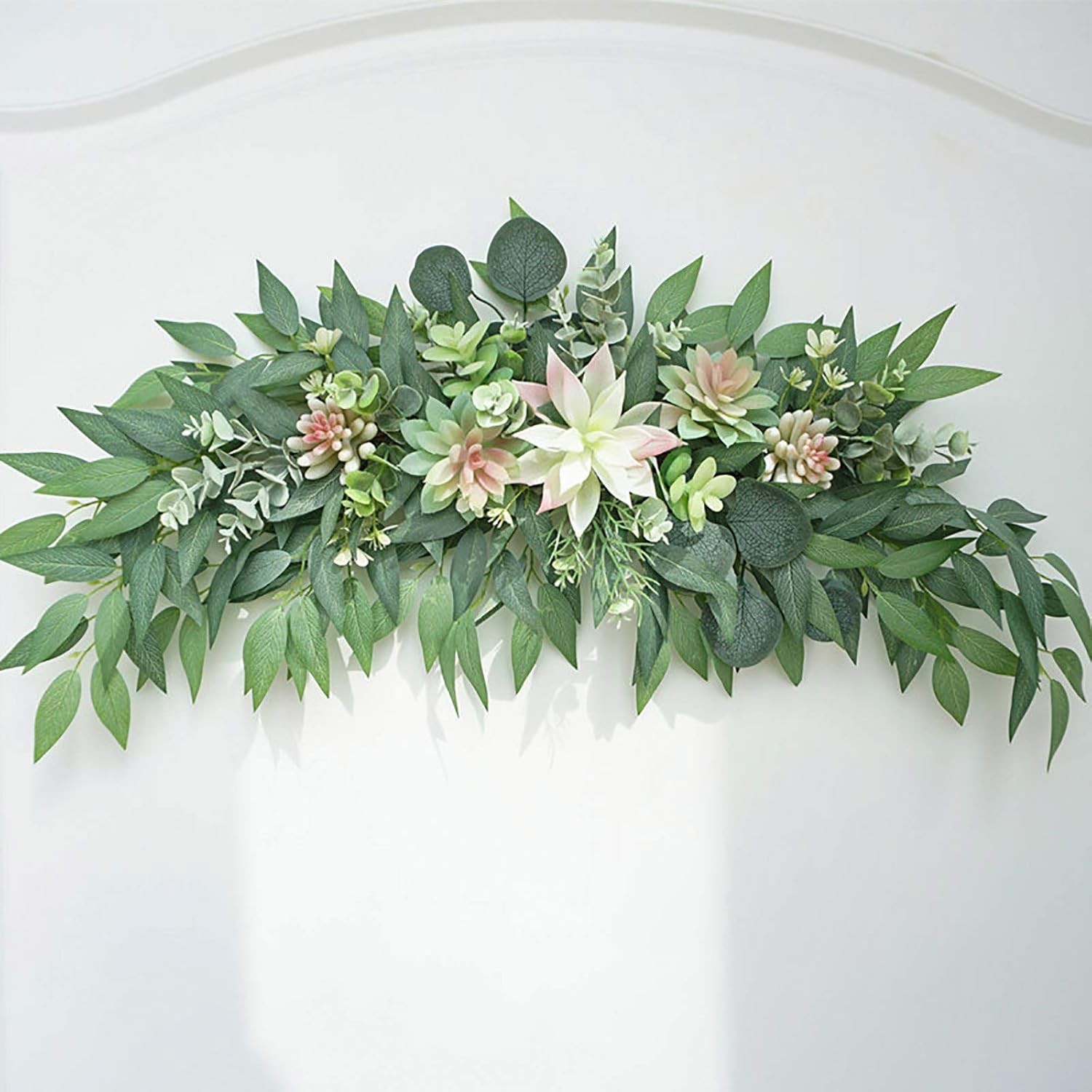 WYSRJ 28inch Artificial Succulents Swag Decorative Swag with Eucalyptus Leaves a
