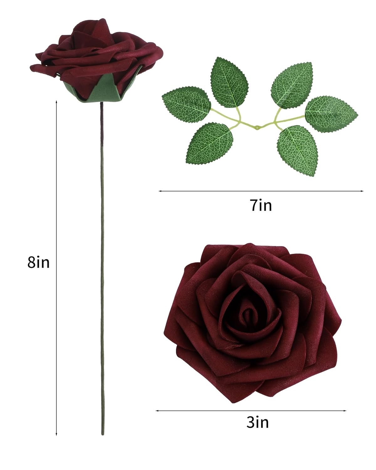 Artificial Roses Fake Roses with Stems Real Touch Foam Flowers Arrangements
