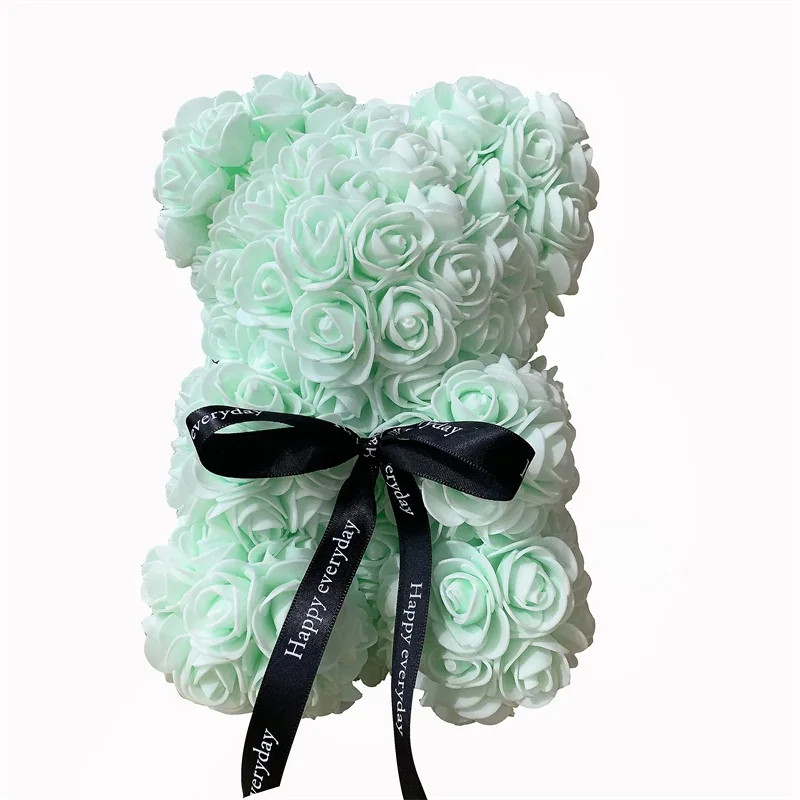 1pcs 25cm Rose Bear Artificial Foam Rose Flower Teddy Bear Valentines Day Gift B