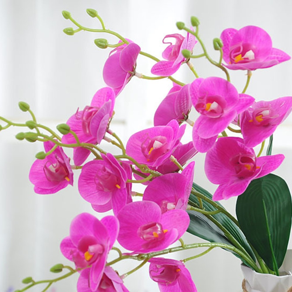 2pcs Artificial Phalaenopsis Orchid Flowers for Living Room and Office Decor