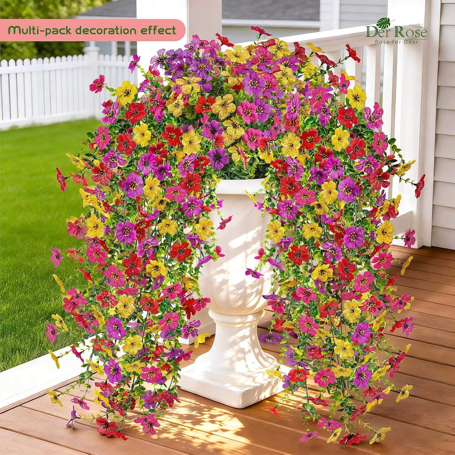 2Pcs Silk Fake Dasiy Faux Hanging Flowers
