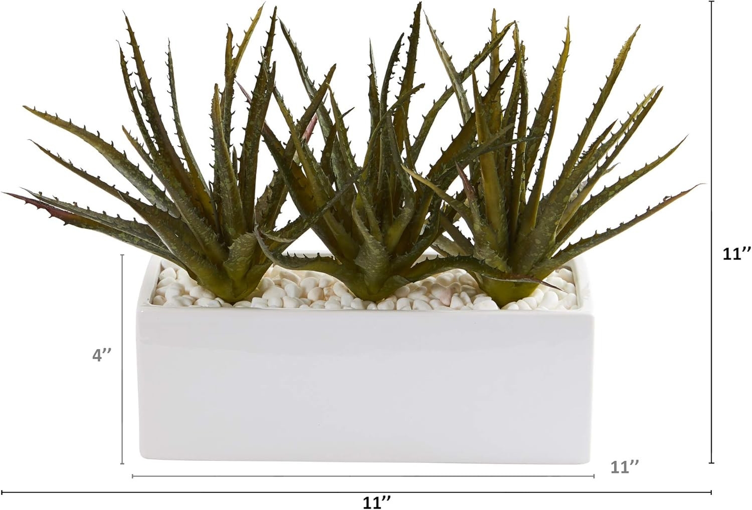 Mini Aloe Succulent in White Planter – 11In. Artificial Plant Decor