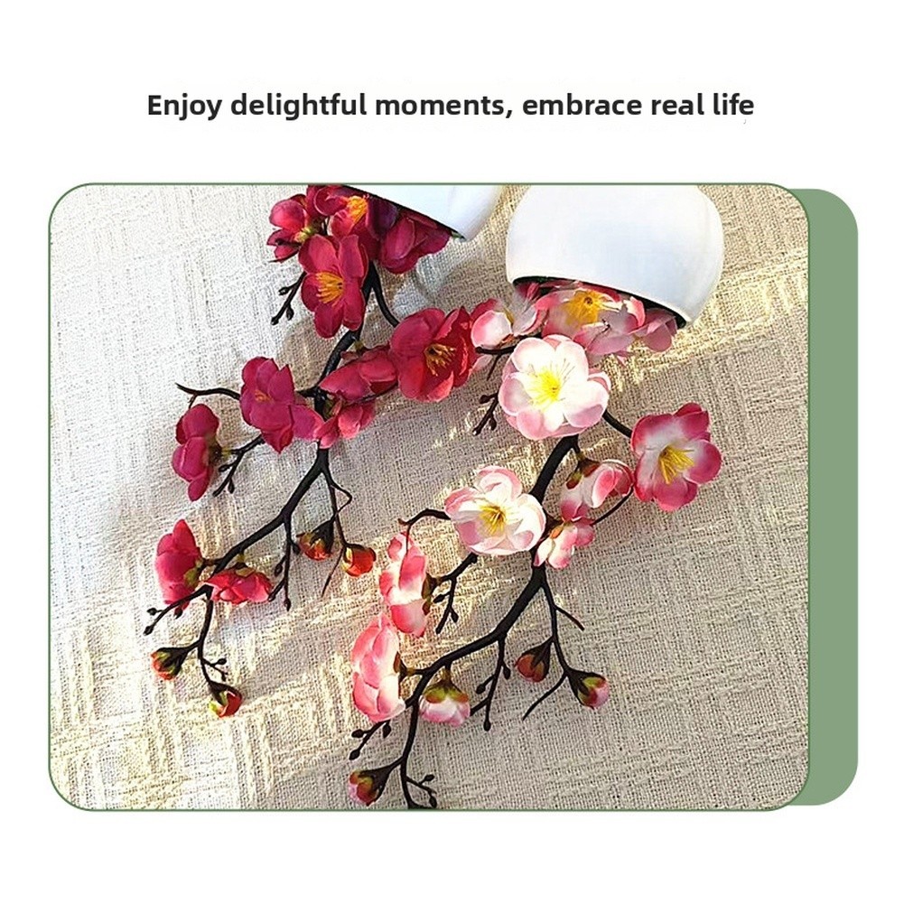 Artificial Plum Blossom Bonsai in White Cup for Living Room Bedroom Decor