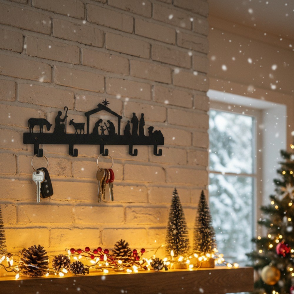 Metal Christmas Stocking Wall Holder with Hooks – Mantel Holiday Decor Gift