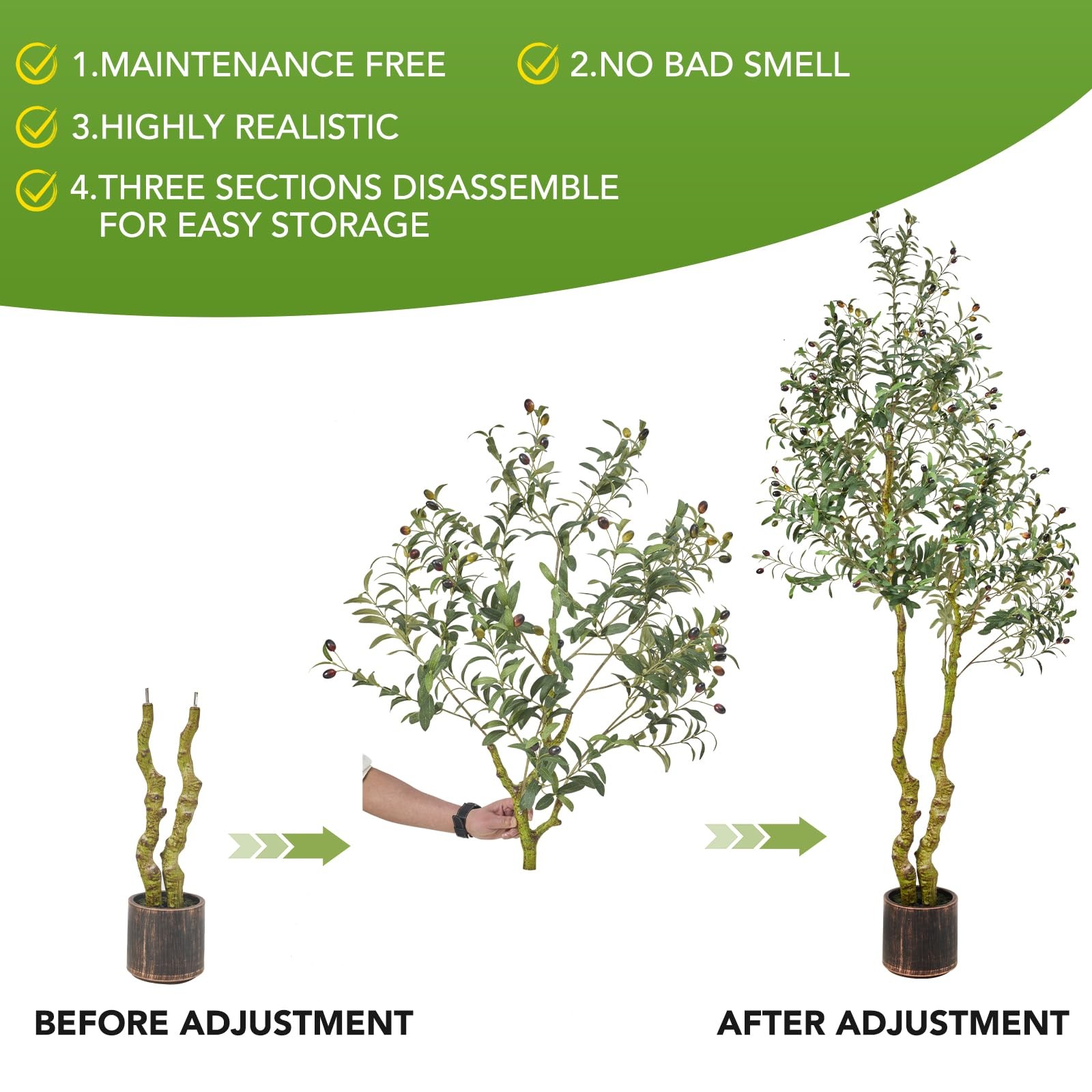 7FT Tall Faux Olive Tree Artificial – Extra Large Fake Tree with Lifelike Bra…
