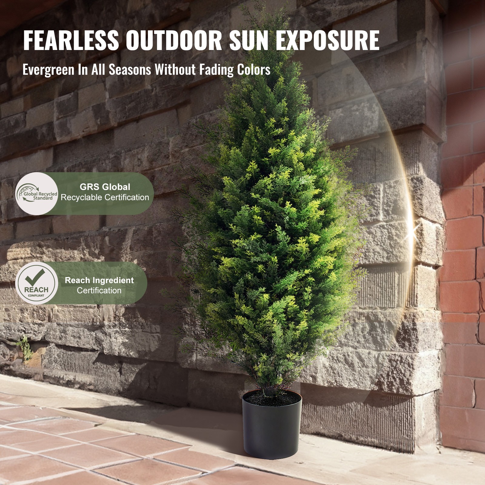 Uimoso Set of 2 Artificial 3′ Cedar Trees for Indoor and Outdoor Decoration