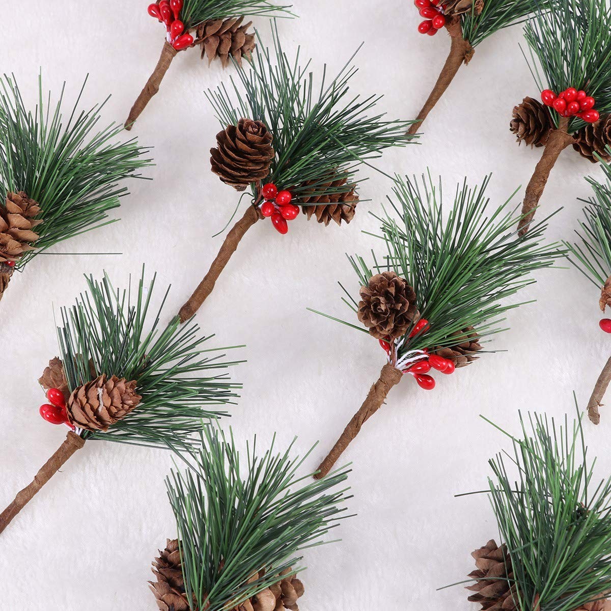 10 PCS Artificial Pine Picks Berries Small Tree Christmas Wreaths Holiday