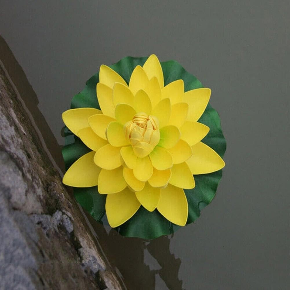 1pc Blue Artificial Floating Foam Lotus Flower with Water Lily Pad,Lifelike P…