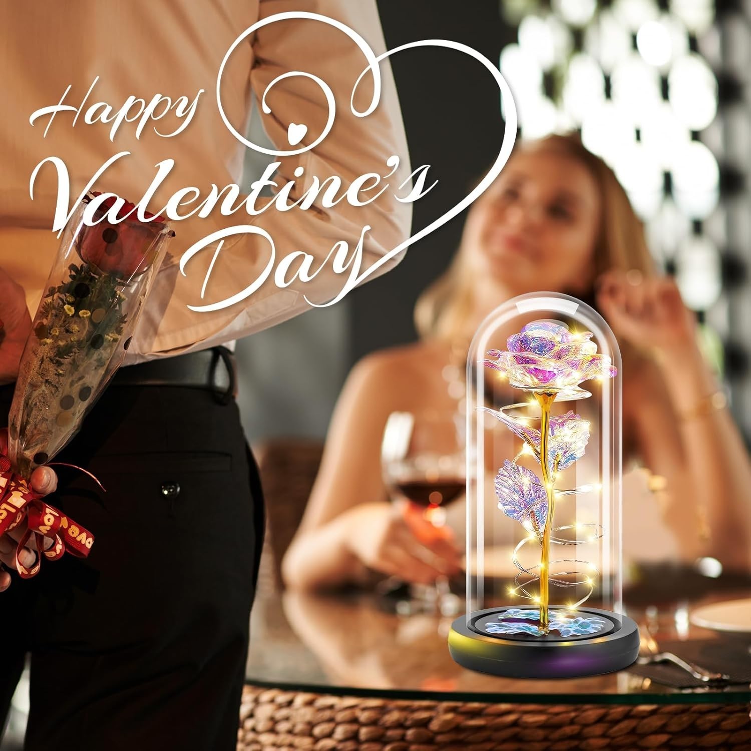 Maintenance-Free Glass Rose with Romantic LED Light – Gift for Any Occasion