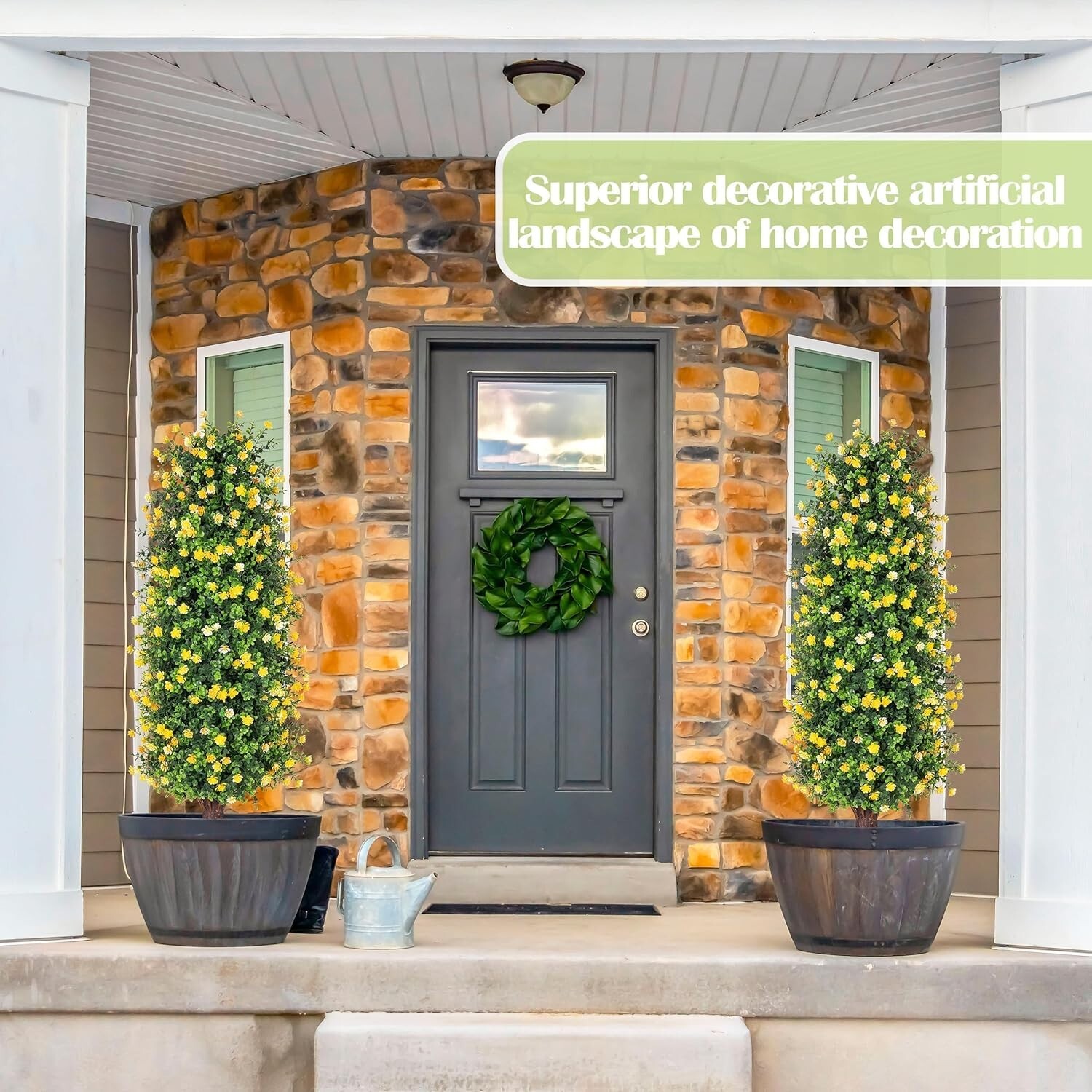 Lifelike Yellow Rose Plants – 2 Pack 3FT Topiary for Indoor and Outdoor Artistry
