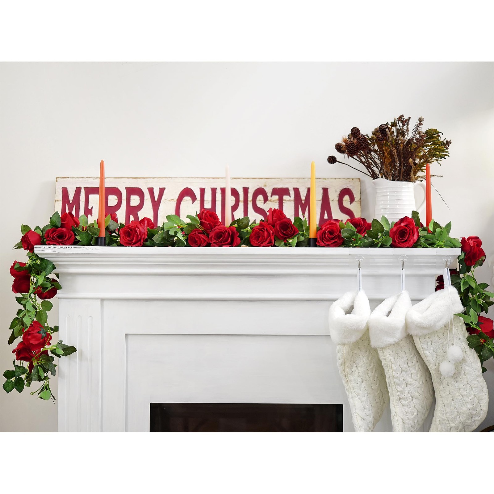 FiveSeasonStuff 29 Ft 4 Pack Rose Silk Flower Garland Artificial Flowers Deco…