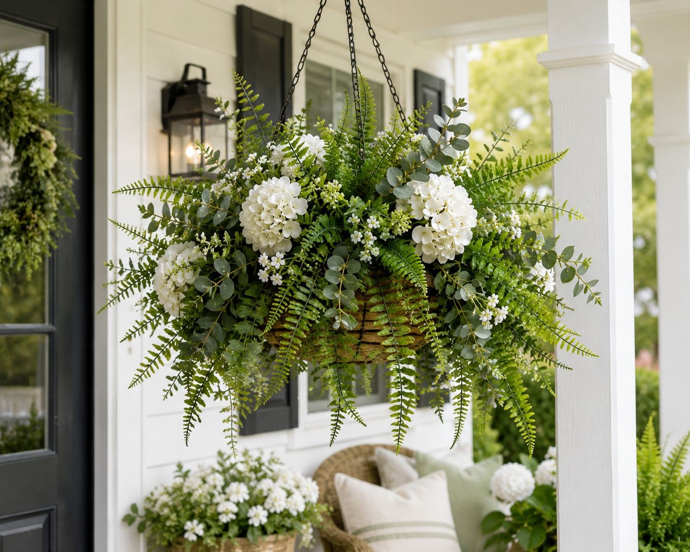 Artificial Boston Fern Picks Set of 10, 15 Inch Faux Fern Greenery, Floral Fille
